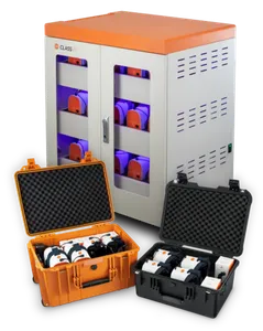Soluciones de almacenamiento y kits portátiles de tecnología educativa.